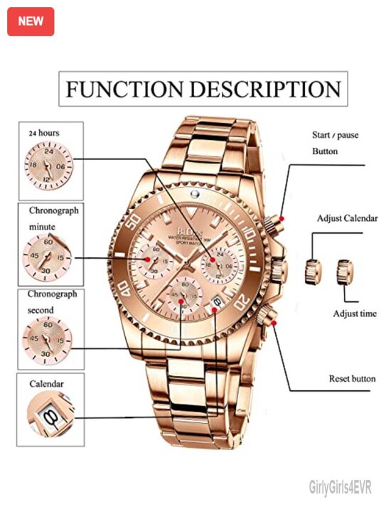 Elegant Chronograph Rotatable Bezel Mineral Glass Luminous Watch Stainless main image 6